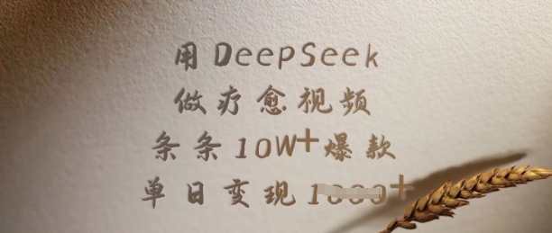 用DeepSeek做疗愈视频，条条10W+爆款，单日变现多张-中创项目网