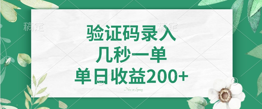 验证码录入，几秒一单，单日收益200+-中创项目网