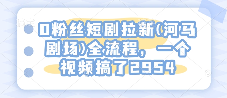 0粉丝短剧拉新(河马剧场)全流程，一个视频搞了2954-中创项目网
