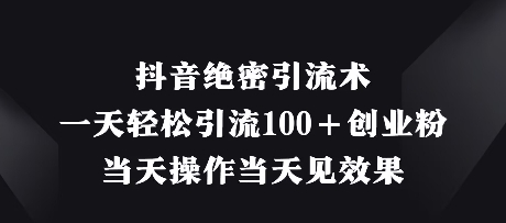 抖音绝密引流术，一天轻松引流100+创业粉，当天操作当天见效果-中创项目网