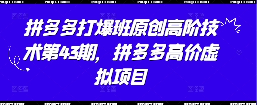 拼多多打爆班原创高阶技术第43期，拼多多高价虚拟项目-中创项目网