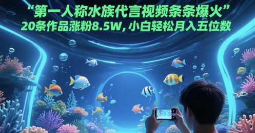 第一人称水族代言视频条条爆火，20条作品涨粉8.5W，小白轻松月入五位数-中创项目网