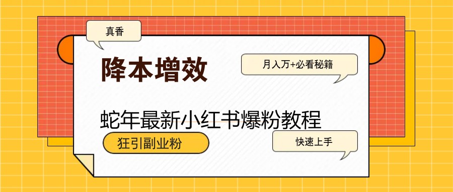 蛇年最新小红书爆粉教程，狂引副业粉，月入万+必看-中创项目网