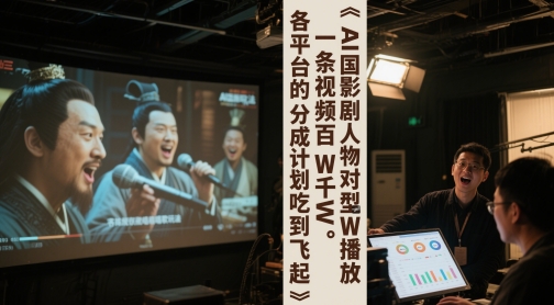 AI三国影视剧人物对口型唱歌玩法，一条视频百W千W播放，各平台的分成计划吃到飞起-中创项目网