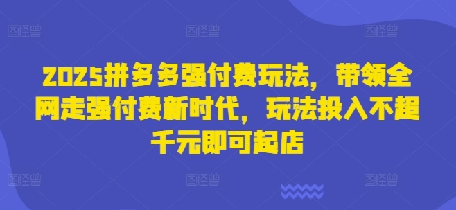 2025拼多多强付费玩法，带领全网走强付费新时代，玩法投入不超千元即可起店-中创项目网