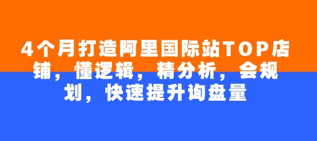 4个月打造阿里国际站TOP店铺，懂逻辑，精分析，会规划，快速提升询盘量-中创项目网
