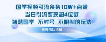 国学视频引流条条10W+点赞当日引流变现超4位数-中创项目网