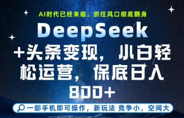 DeepSeek+头条变现，保姆级教学，小白轻松上手，日入8张+【揭秘】-中创项目网