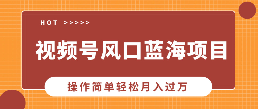 视频号风口蓝海项目，中老年人的流量密码，操作简单轻松月入过万-中创项目网