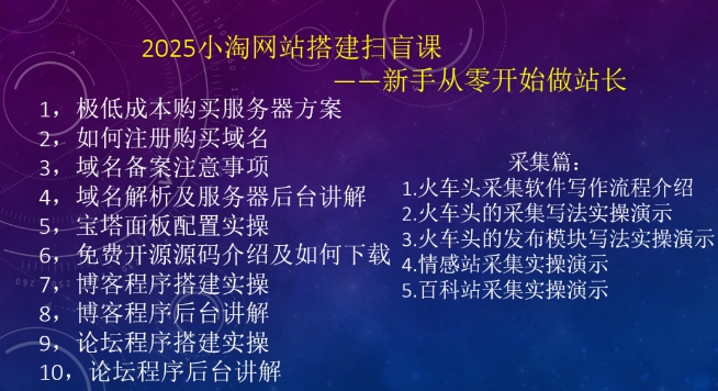 2025小淘网站搭建扫盲课，新手从零开始做站长-中创项目网