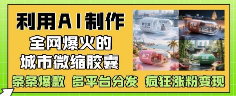 利用AI制作全网爆火的城市微缩胶囊，条条爆款， 多平台分发，疯狂涨粉变现-中创项目网