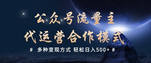 公众号流量主代运营  多种变现方式 轻松日入5张【揭秘】-中创项目网