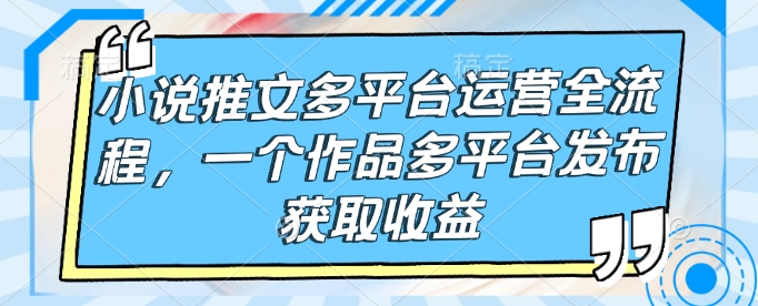 小说推文多平台运营全流程，一个作品多平台发布获取收益-中创项目网