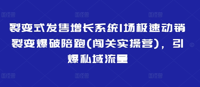 裂变式发售增长系统1场极速动销裂变爆破陪跑(闯关实操营)，引爆私域流量-中创项目网