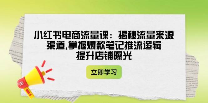 小红书电商流量课：揭秘流量来源渠道,掌握爆款笔记推流逻辑,提升店铺曝光-中创项目网