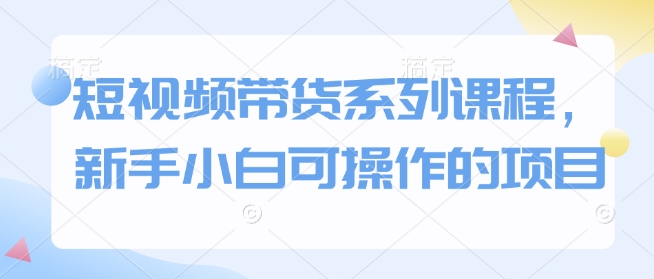 短视频带货系列课程，新手小白可操作的项目-中创项目网