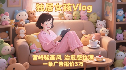 单个账号涨粉71W！用AI制作独居女孩Vlog，宫崎骏画风，治愈感拉满，一条广告报价3W-中创项目网