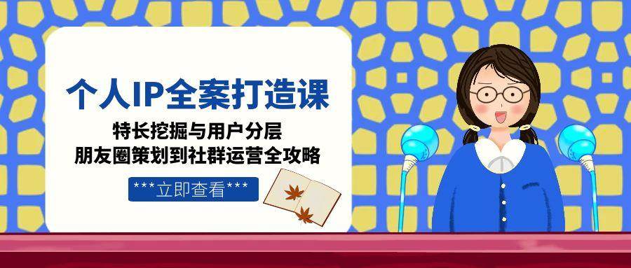 个人IP全案打造课，特长挖掘与用户分层，朋友圈策划到社群运营全攻略-中创项目网