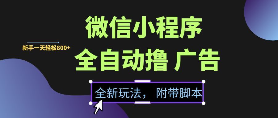（15134期）微信小程序挂机撸广告，全新玩法，新手一天轻松800+【附带脚本】-中创项目网