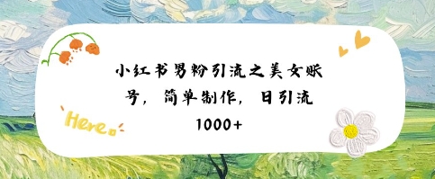 小红书男粉引流项目之美女账号6，简单制作，条条爆款原创，不违规-中创项目网