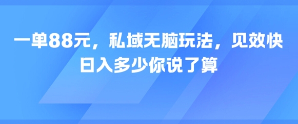 一单88元，私域无脑玩法，见效快，日入多少你说了算-中创项目网
