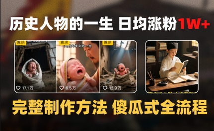 历史人物的一生 日均涨粉1W+，完整制作方法 傻瓜式全流程-中创项目网