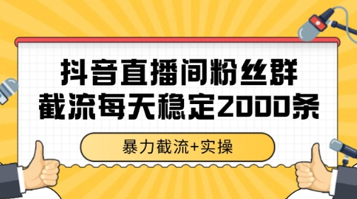 抖音直播间粉丝群暴力截流，一台电脑每天稳定2000条数据【揭秘】-中创项目网