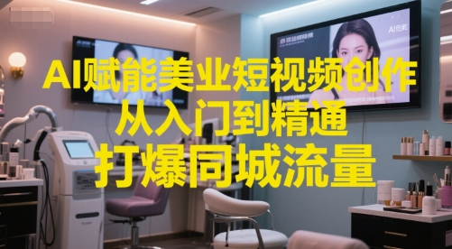 AI赋能美业短视频创作，从入门到精通，打爆同城流量，超级AI工具短视频实操落地-中创项目网