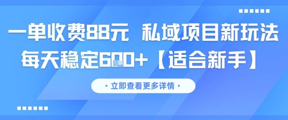一单收费88元 私域项目新玩法 每天稳定6张+【适合新手】-中创项目网