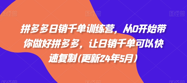 拼多多日销千单训练营，从0开始带你做好拼多多，让日销千单可以快速复制(更新25年6月)-中创项目网